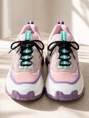 ZARA Colorblock Chunky Sneakers EU 37 Pink Lilac Mint Platform